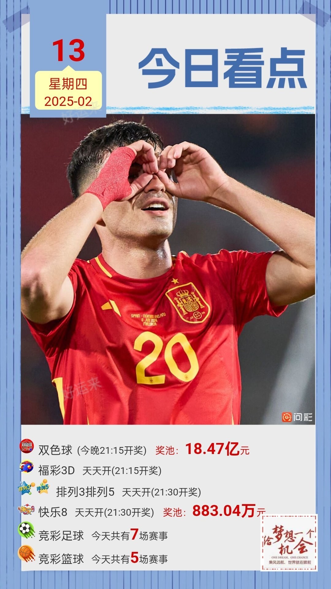 2月13周四⚽竞猜足球共7场，竞猜篮球共5场，晚上十点停售