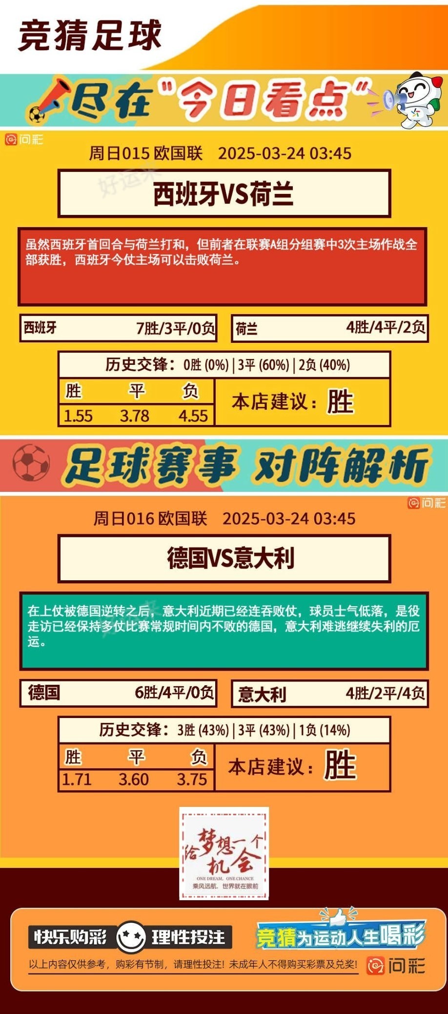03月23日赛事预告  ⚽️竞彩足球17场，早场6场 ⚽️ 竞彩篮球️13场 。晚上23:00点截止