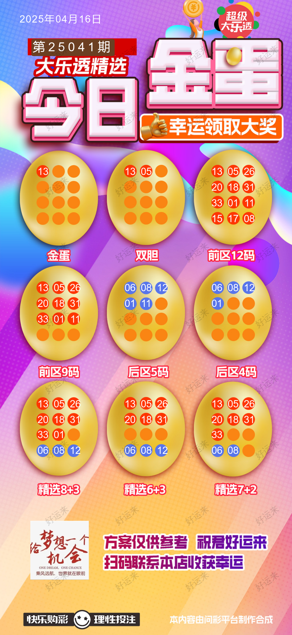 早安·周三   大乐透今晚开奖，奖池11.47亿。 排列3、排列5、福彩3D、天天开，固定奖。 快乐8今晚开奖，奖池9841.03万。  七乐彩今晚开奖，奖池72.84万！