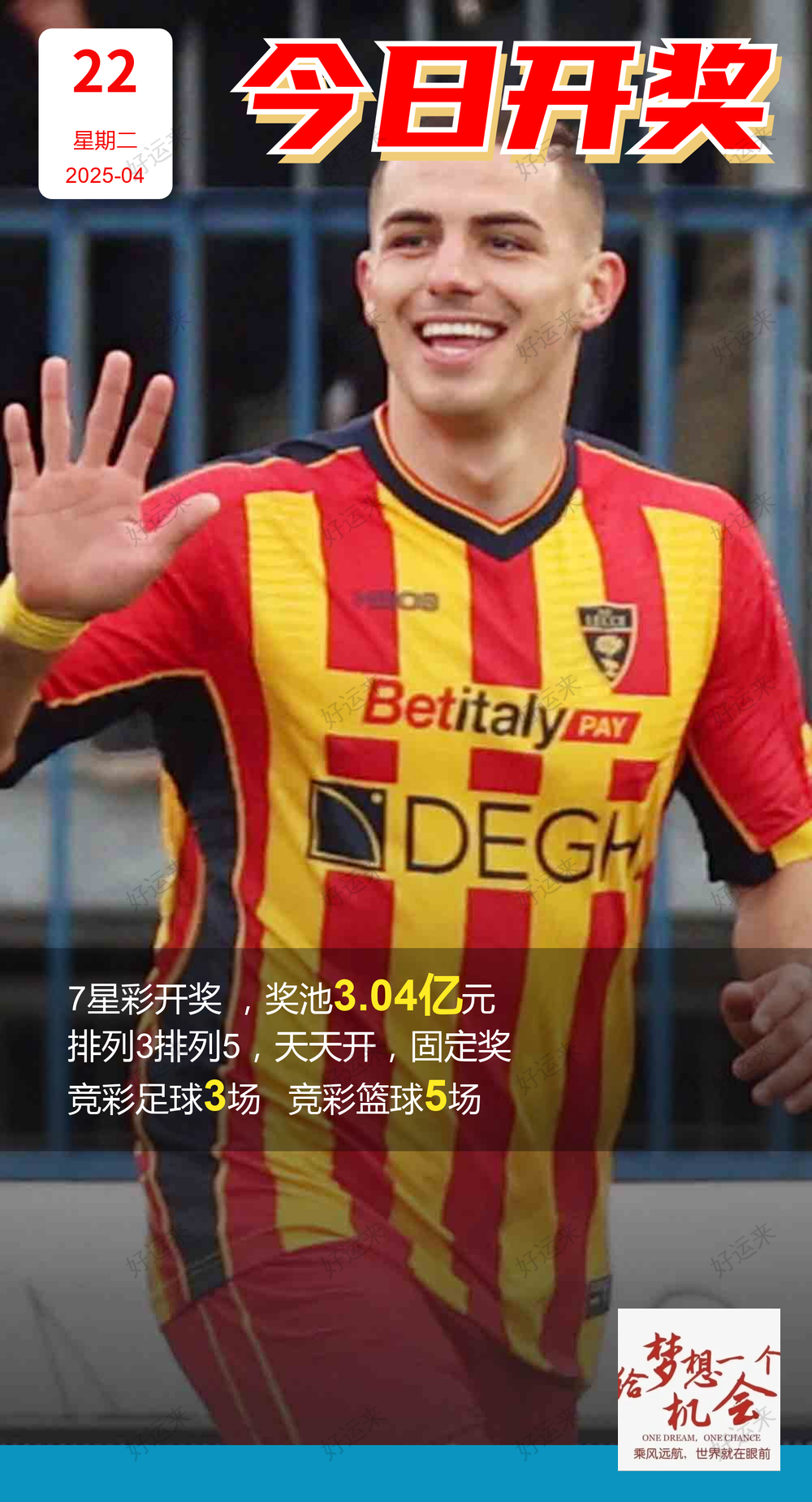 04月22日赛事预告  ⚽️竞彩足球3场 ⚽️ 竞彩篮球️5场 晚上22:00点截止