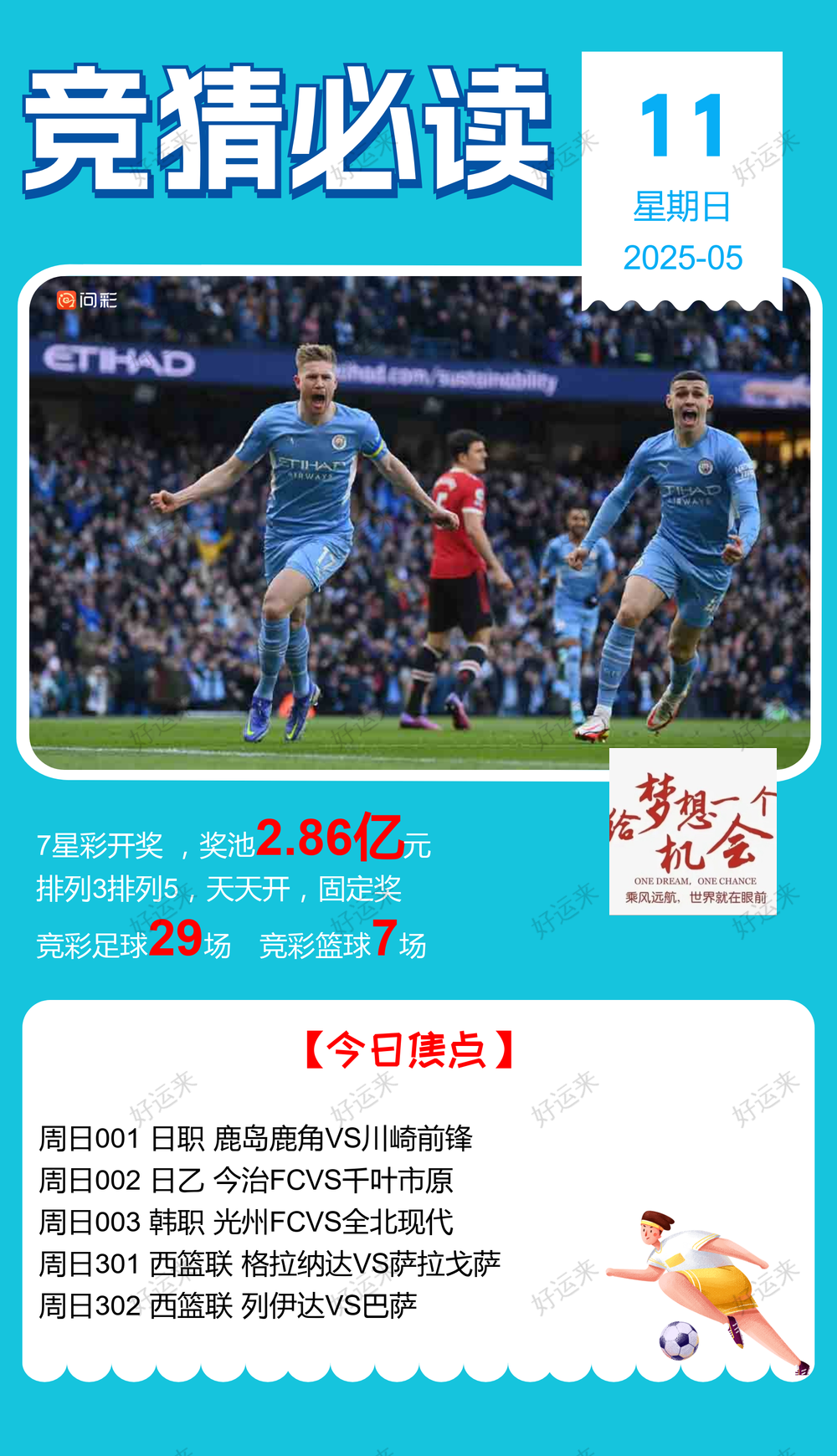 5月11日周日 ⚽️足球29场，单关3场⚽️篮球️7场，单关1场公益彩票 乐善人生